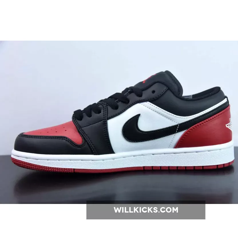 Air Jordan 1 Low 'Bred Toe' White/Black-Varsity Red 553558-161 Restock