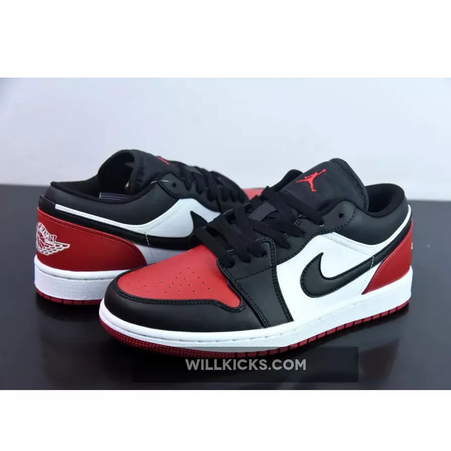 Air Jordan 1 Low 'Bred Toe' White/Black-Varsity Red 553558-161 Restock