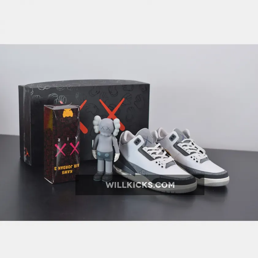 Bespoke IND x KAWS x Air Jordan 3 White Grey / kaws 3
