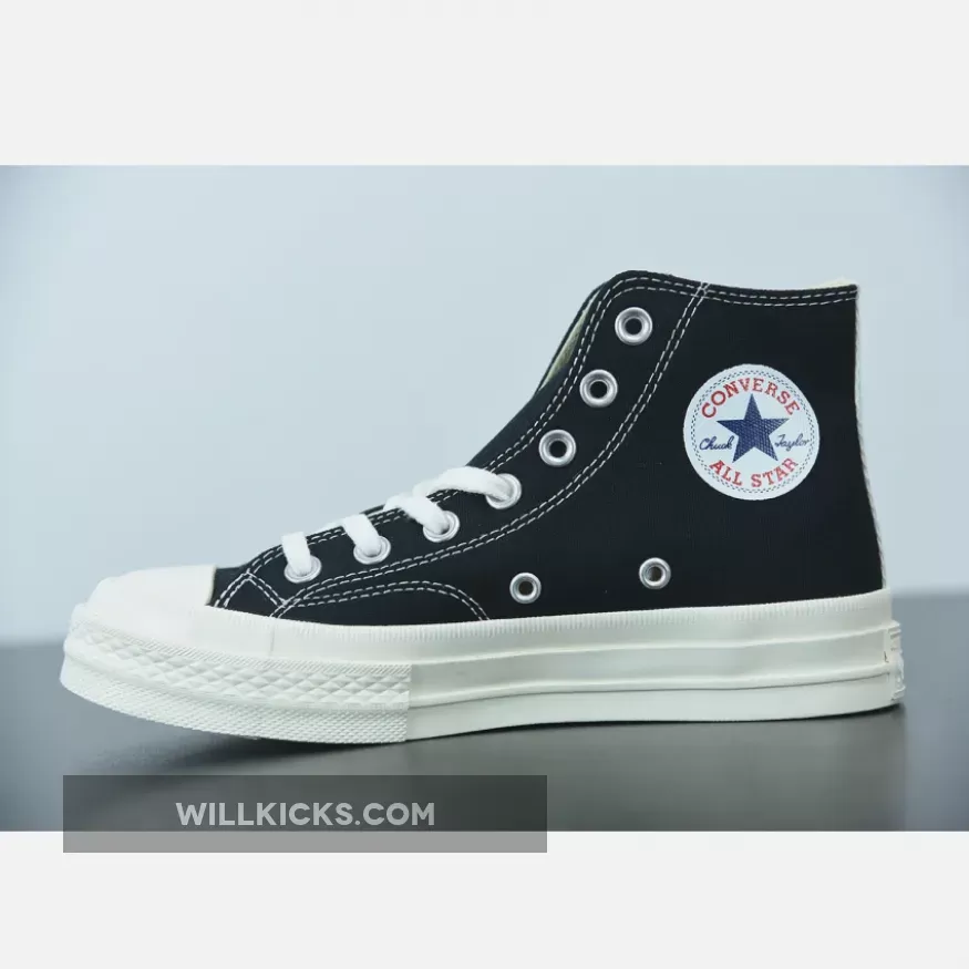 CDG Play x Converse Chuck Taylor All-Star 70 Hi Black White 150204C