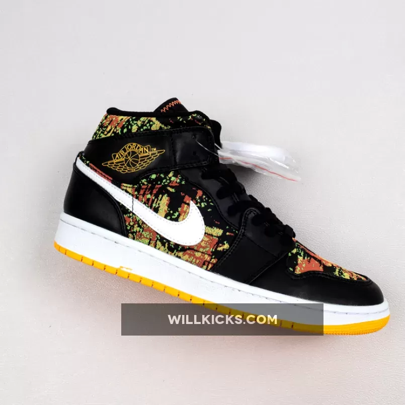 Air Jordan 1 Mid Black Laser Orange Bright Melon, bright jordan 1