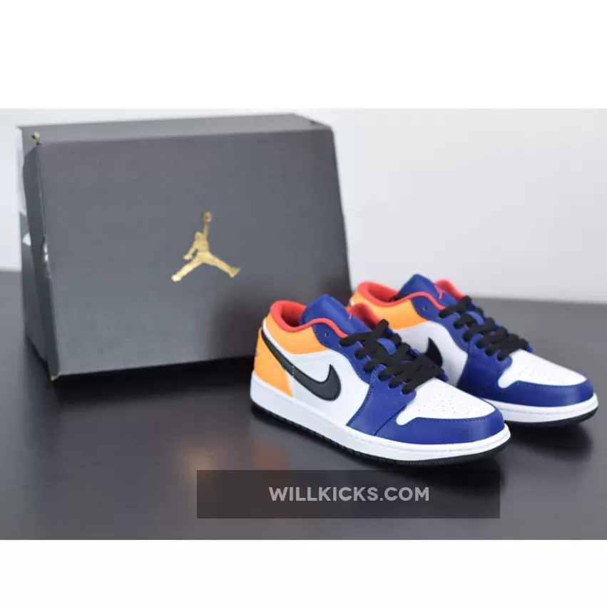 Air Jordan 1 Low White/Track Red/Deep Royal Blue 553558-123, aj 1 low royal blue