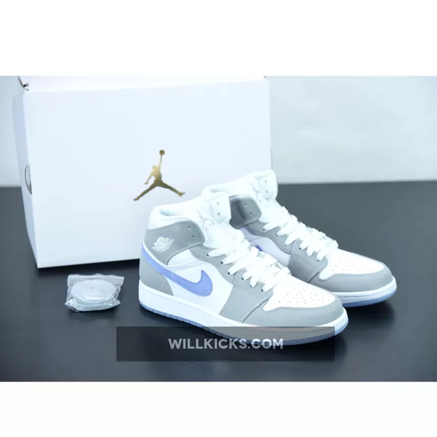 Air Jordan 1 Mid White Grey Blue BQ6472-105 / jordan 1 ice blue