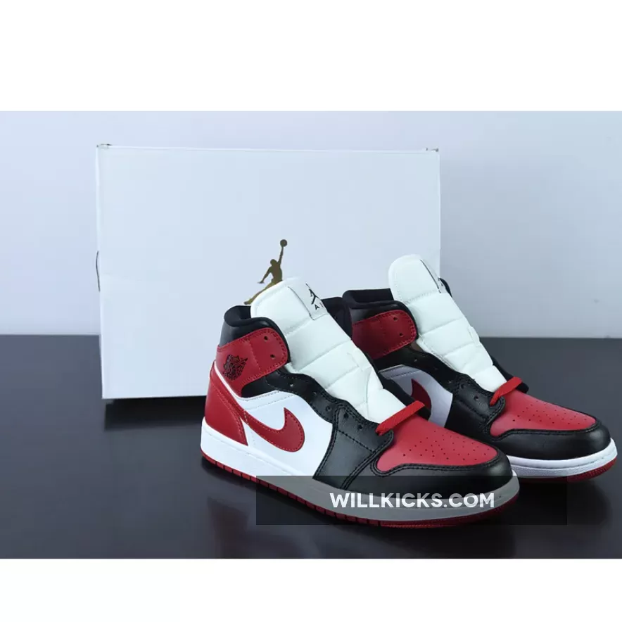 Air Jordan 1 Mid Bred Toe White/Black-Red BQ6472-079 #air jordan 1 mid bred toe