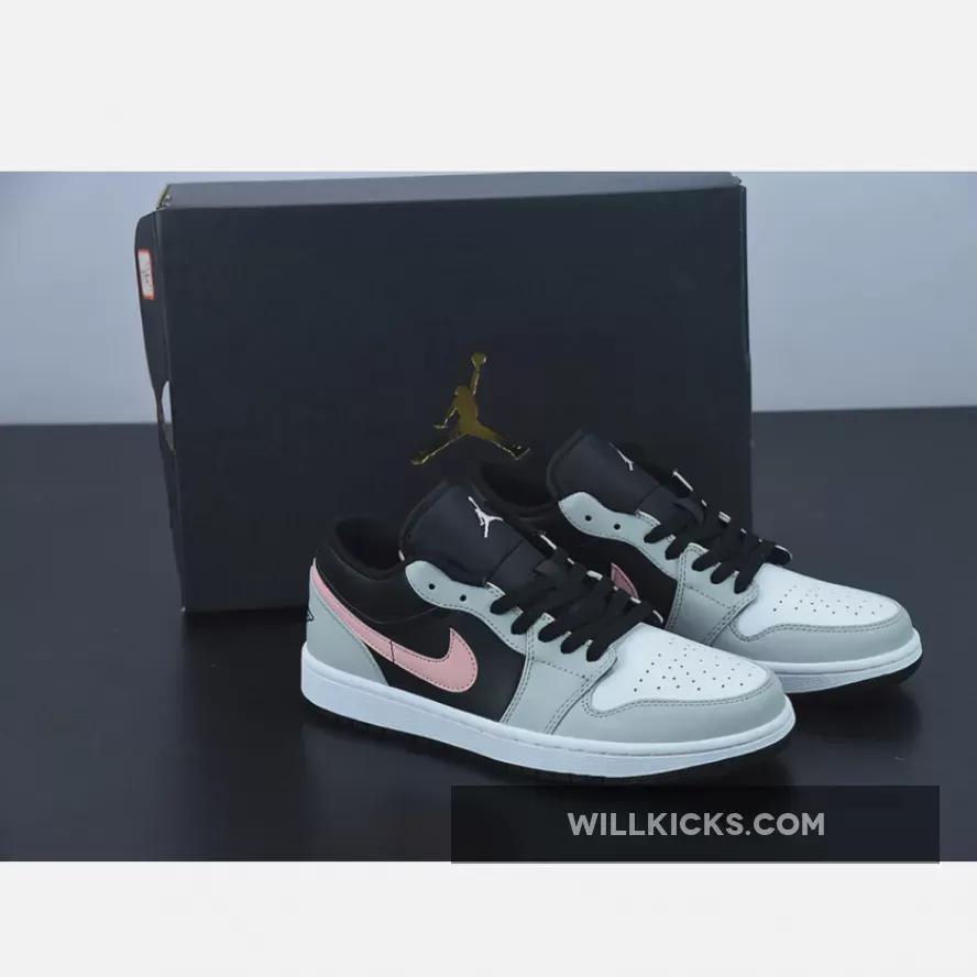 Air Jordan 1 Low Black Grey and Pink 553558-062, pink and gray jordan 1