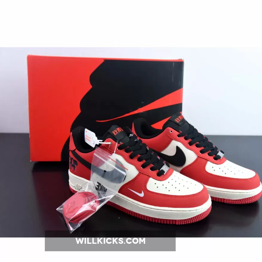 Custom Nike Air Force 1 Low "Chicago" Red White Black 1683527028