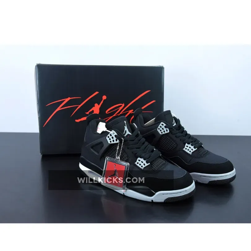 Air Jordan 4 'Black Canvas' Black/Light Steel Grey-White-Fire Red DH7138-006 / jordan 4 black steel grey white