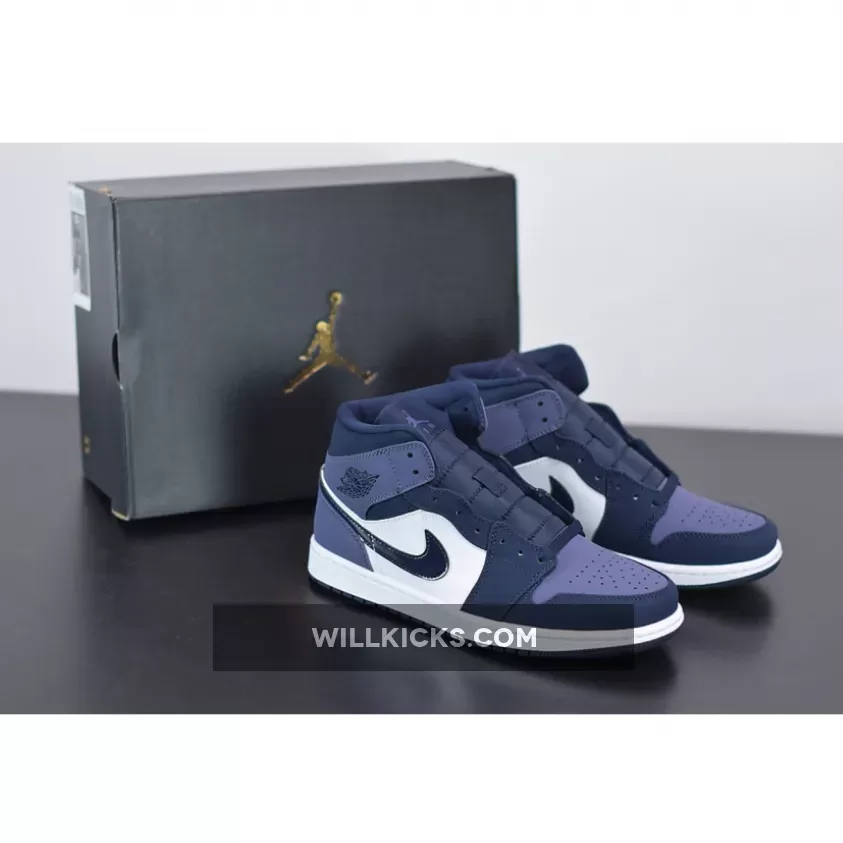 Air Jordan 1 Mid Obsidian/Sanded Purple-White 554724-445 / air jordan 1 mid sanded purple womens