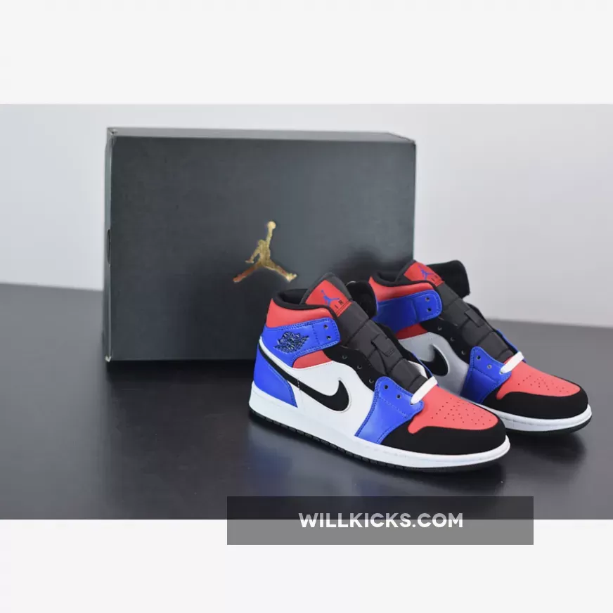 Air Jordan 1 Mid 'Top 3' Blue Red Black White 554724-124 New Releases