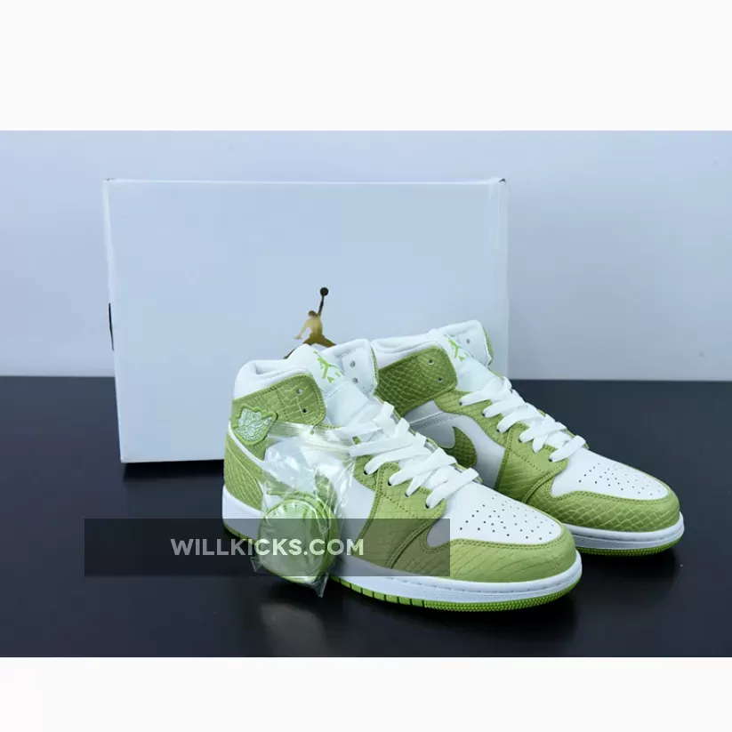 Air Jordan 1 Mid 'Green Python' White/Vivid Green DV2959-113 #jordan 1 python