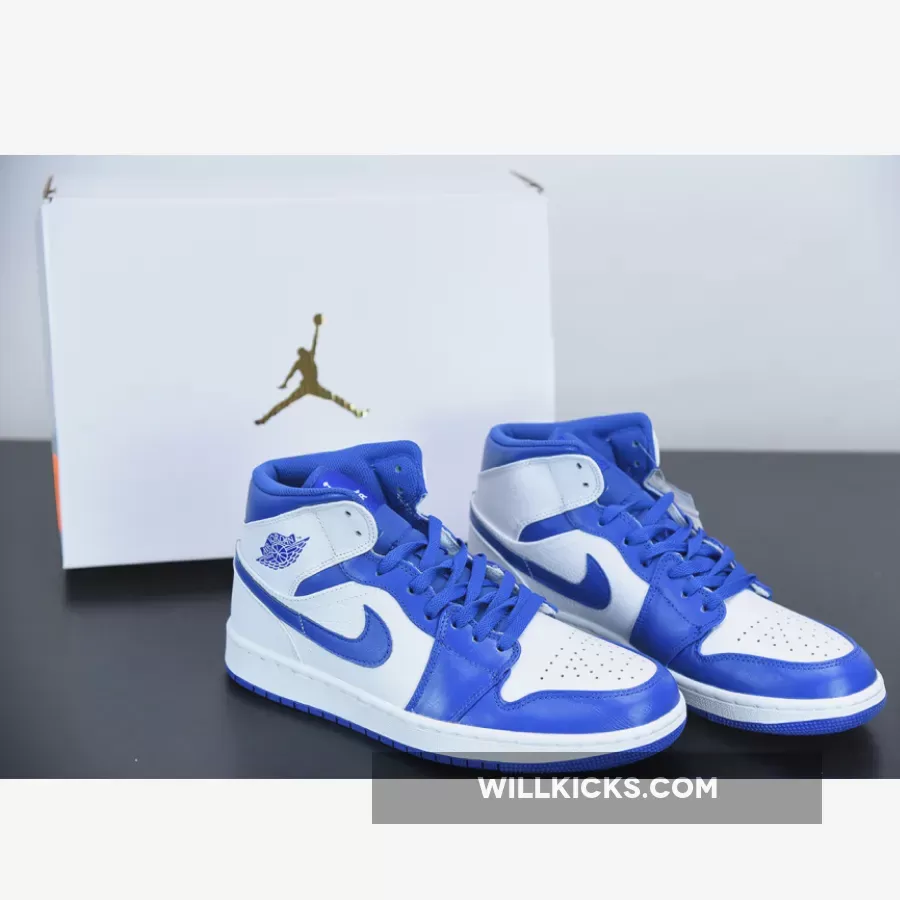 Air Jordan 1 Mid White/Hyper Royal 554724-114 #jordan 1 mid black/white/hyper royal