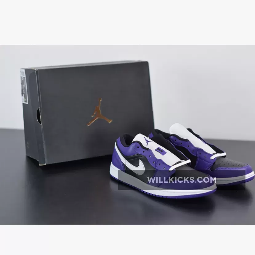 Air Jordan 1 Low Court Purple/White/Black 553558-500 #mens purple jordan 1
