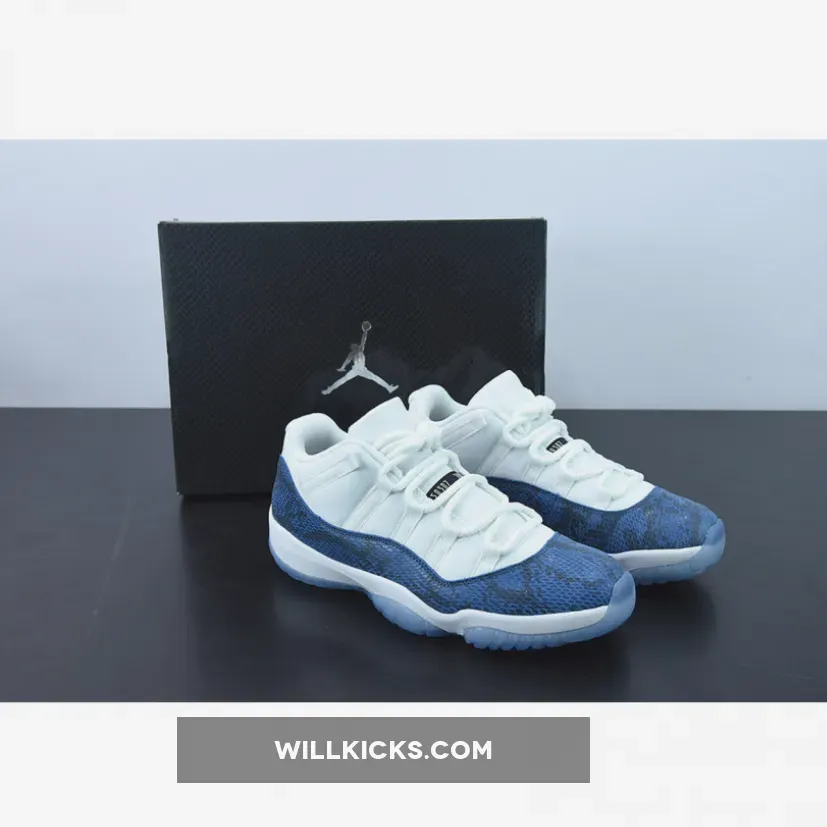 Air Jordan 11 Low 'Snakeskin' White/Black-Navy CD6846-102 #jordan 11 low snakeskin blue