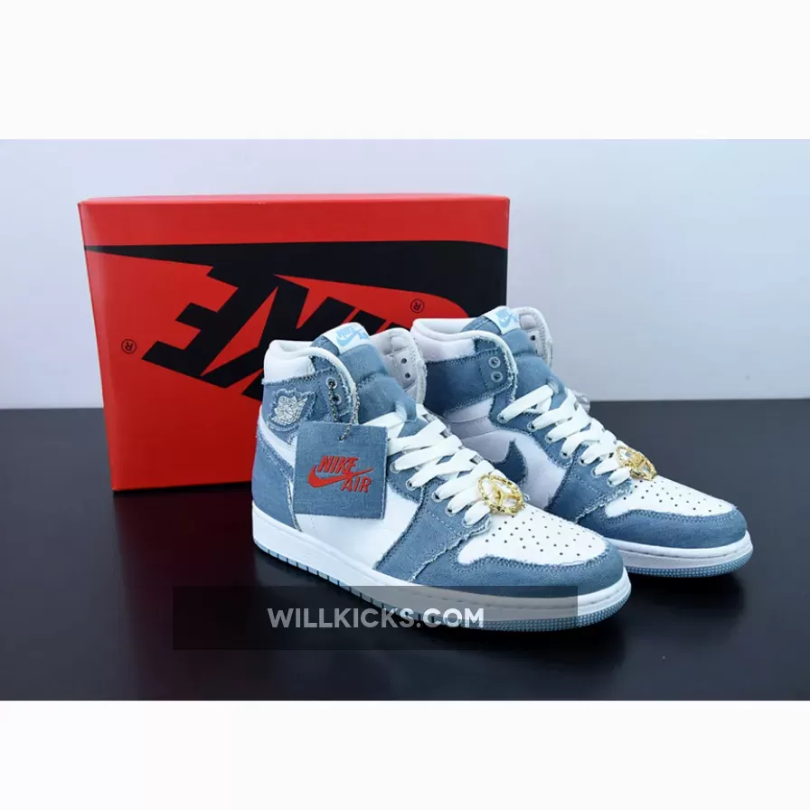 Air Jordan 1 High OG 'Denim' White/Worn Blue-Metallic Gold DM9036-104 / denim blue metallic