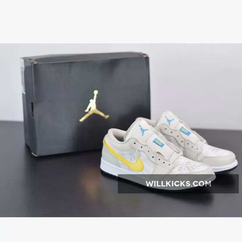 Air Jordan 1 Low Light Orewood Brown/Amarillo-White-Blue CK3022-107 / jordan 1 low light brown