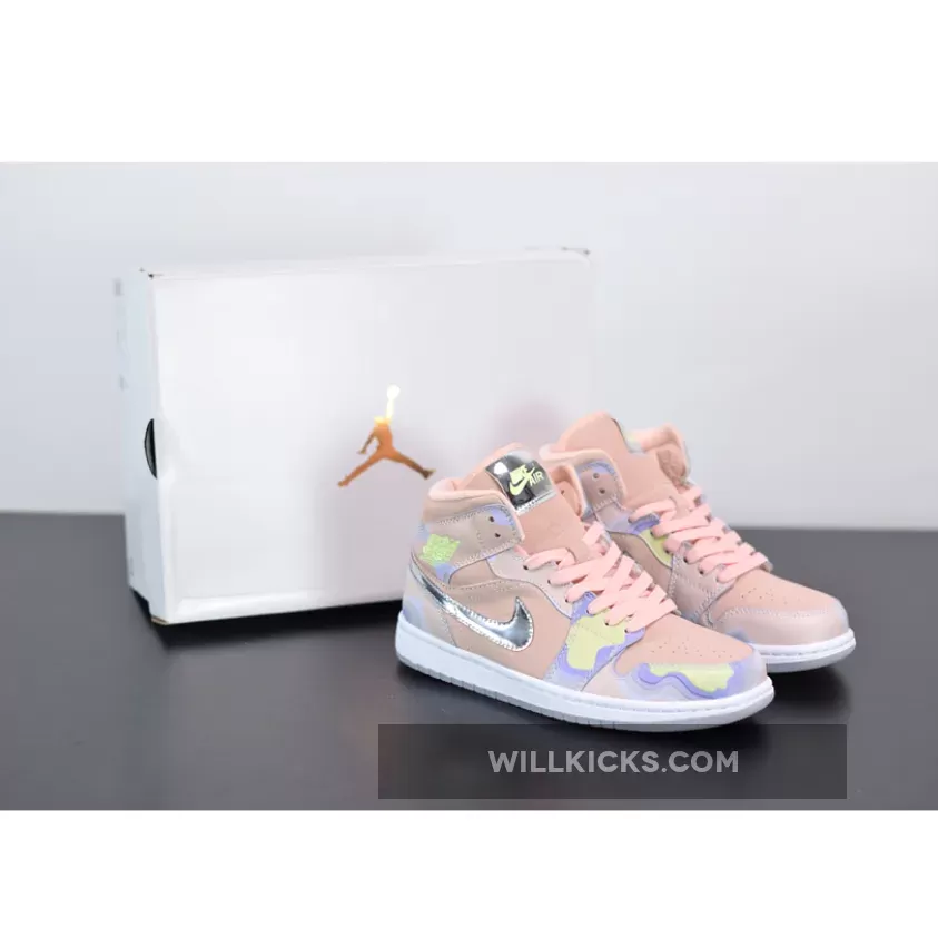 Air Jordan 1 Mid 'P(HER)SPECTIVE' Washed Coral/Chrome/Light Whistle, air jordan 1 mid pherspective