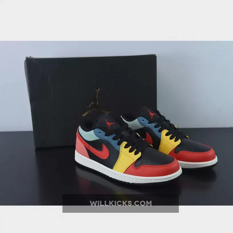 Air Jordan 1 Low 'Black Multi' DN3739-060 #jordan 1 low se black/fire red/taxi/french blue women's shoe
