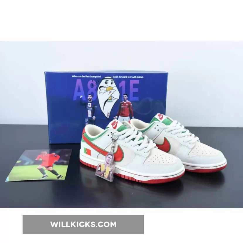 Custom Nike Dunk Low 'Portugal' White Green Red 1675861105 New Releases