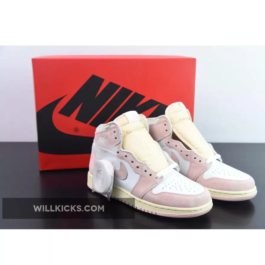 Air Jordan 1 High OG 'Washed Pink' Atmosphere/White/Muslin/Sail FD2596-600 - pink and black jordan 1 high