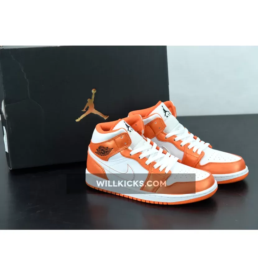 Air Jordan 1 Mid Electro Orange/White-Black DM3531-800, jordan 1 mids orange