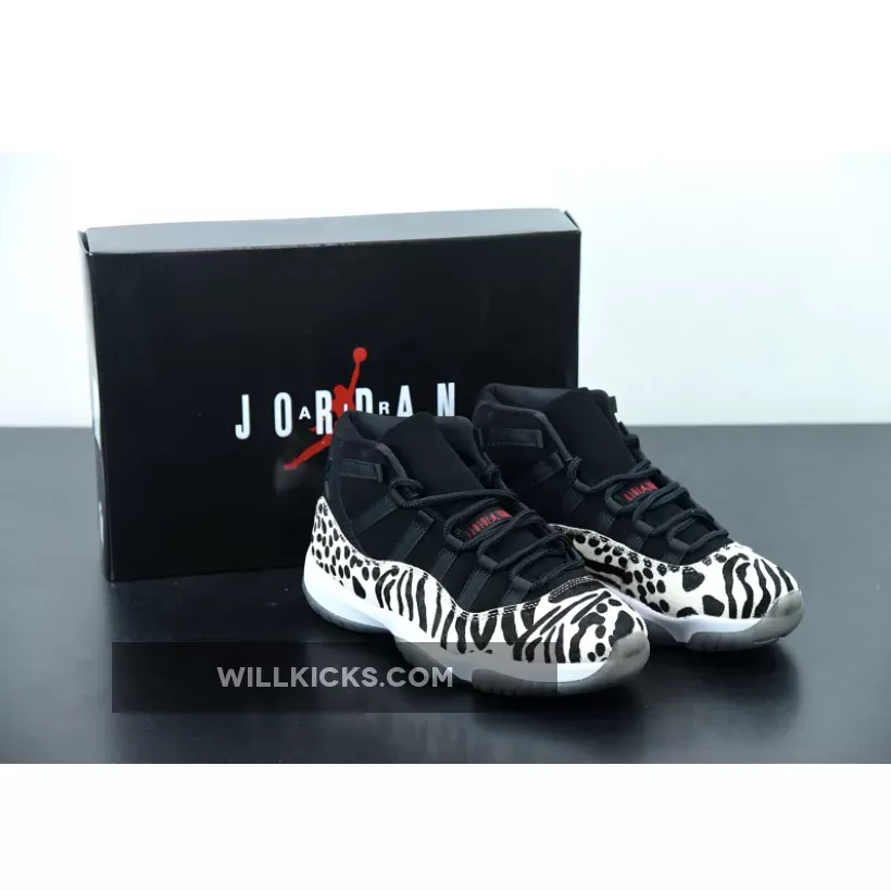 Air Jordan 11 'Animal Instinct' Black/Red-Sail-White AR0715-010 / air jordan 11 animal print