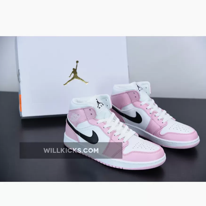 Air Jordan 1 Mid Barely Rose BQ6472-500 #pink black and white jordan 1