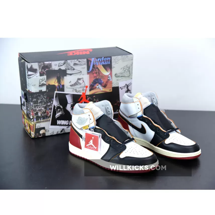 Union x Air Jordan 1 Retro High OG White/Varsity Red-Wolf Grey-Black #wolf grey jordan 1 high