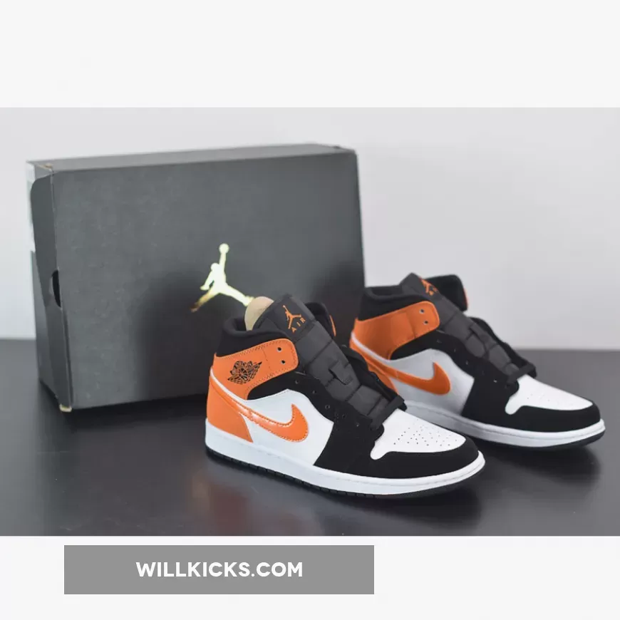 Air Jordan 1 Mid 'Shattered Backboard' Black/Starfish-White 554724-058 #nike backboard mid black and white
