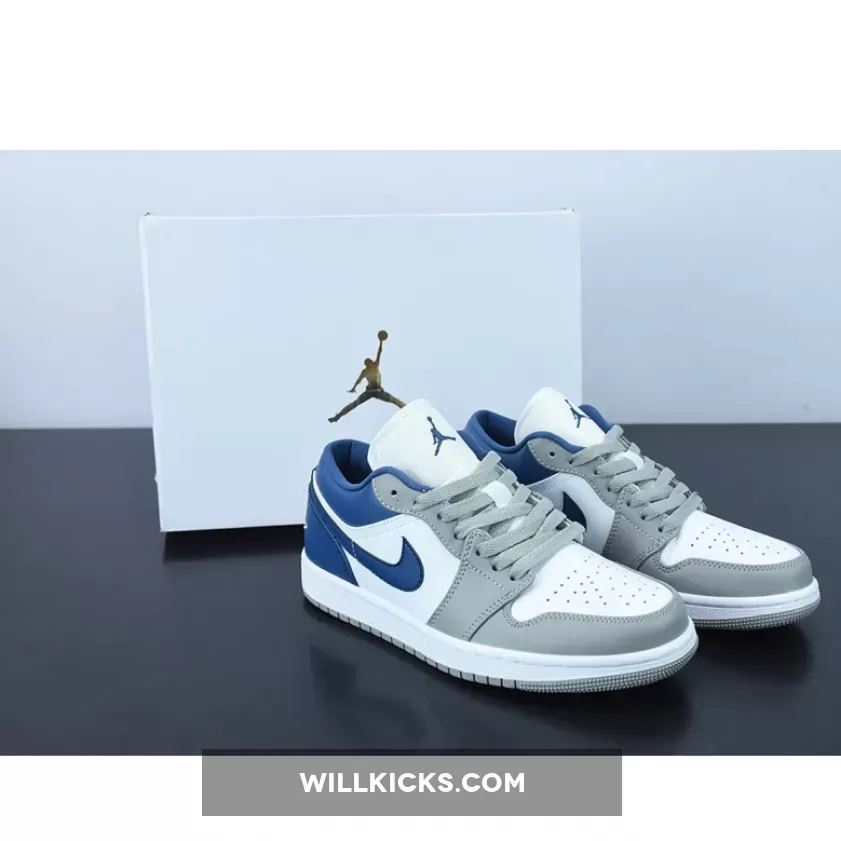 Air Jordan 1 Low White Grey Blue DC0774-042, grey and blue jordan 1 low