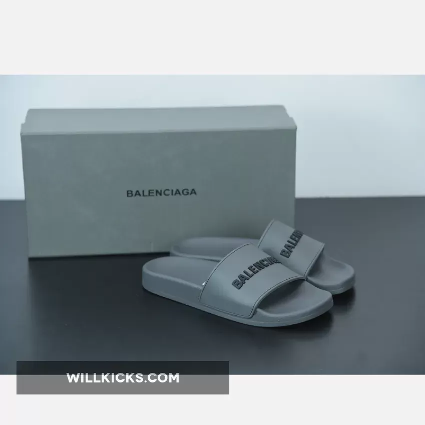 Balenciaga Logo Pool Sides Sandals Dark Grey | mono mist yeezy 350
