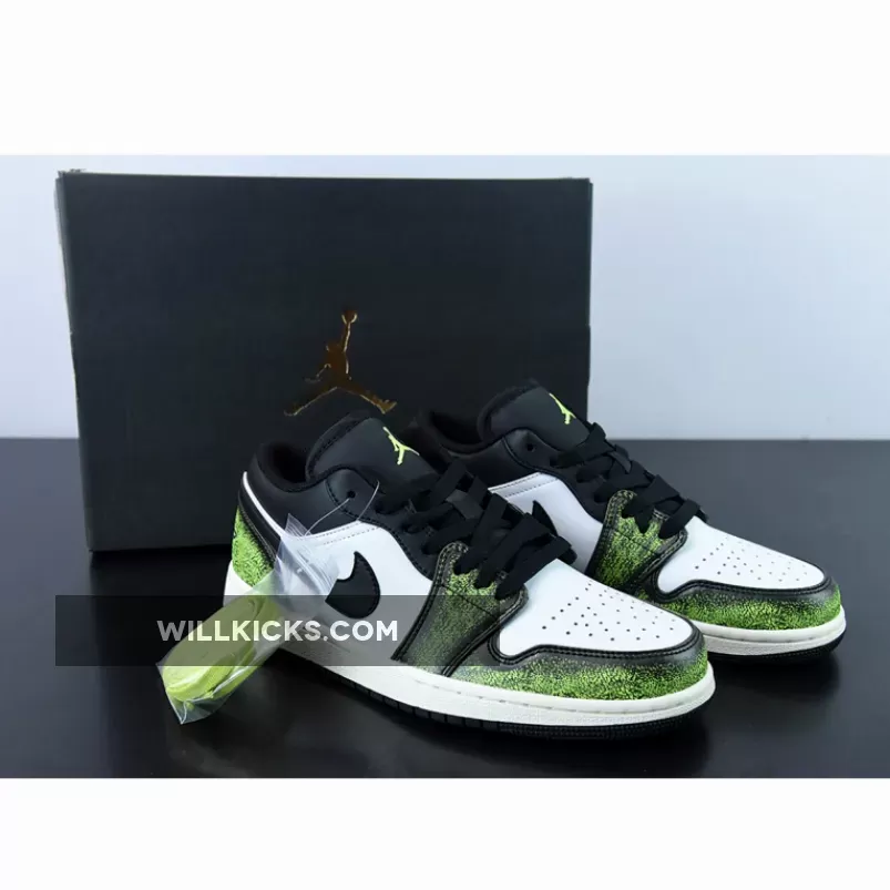 Air Jordan 1 Low Wear Away Black Green DN3705-003, jordan 1 low wear away