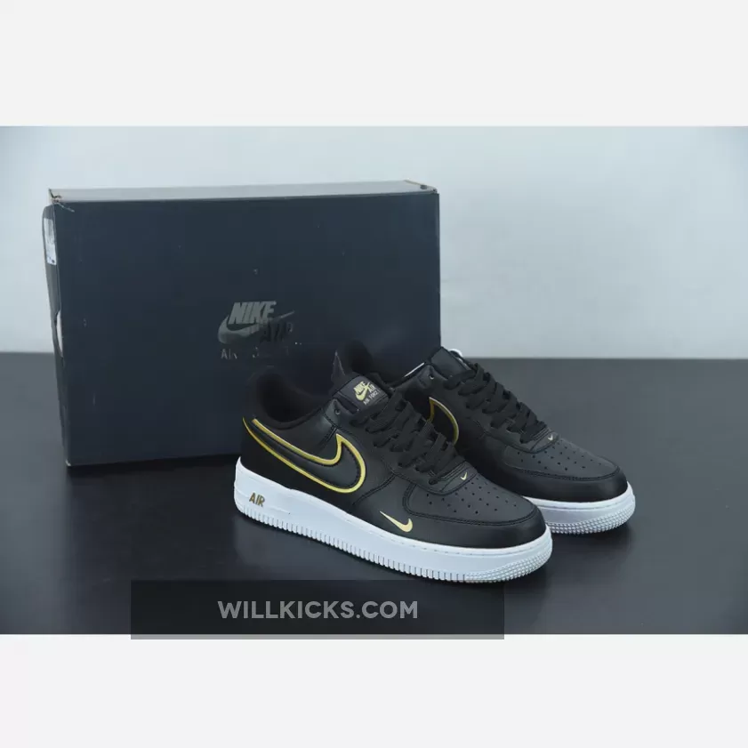 Nike Air Force 1 Low Black Gold with Double Swoosh, golden air force 1