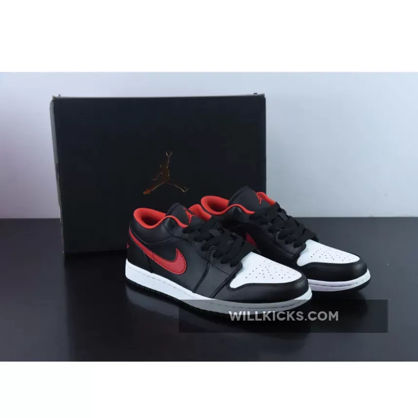 Air Jordan 1 Low "White Toe" Black/Fire Red-White 553558-063