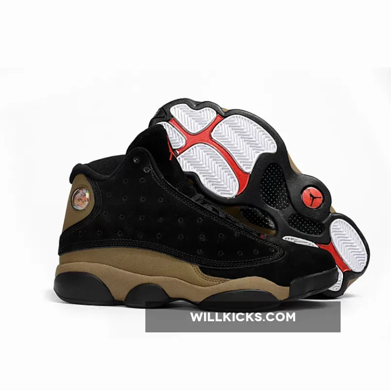 Air Jordan 13 'Olive' Black/True Red-Light Olive / jordan 13 olive