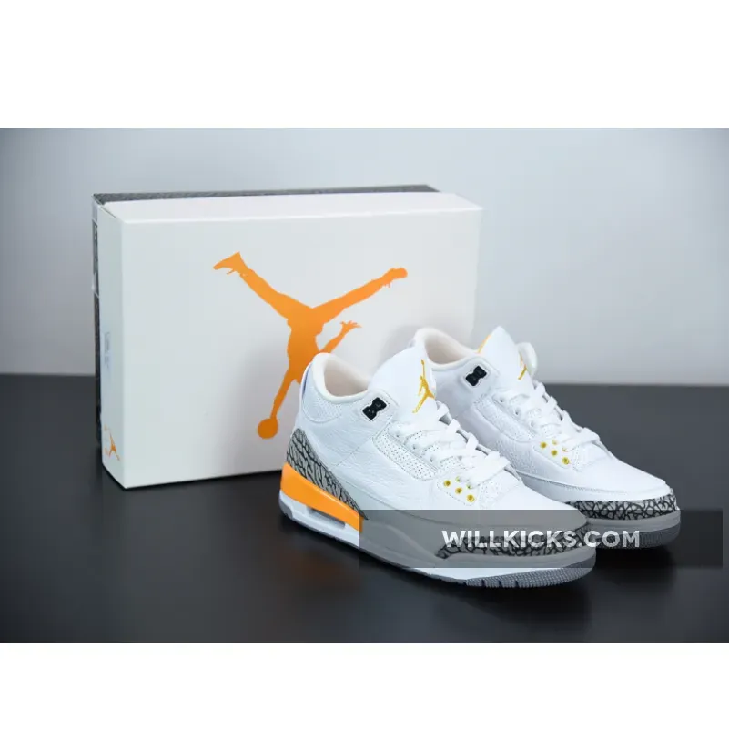 Air Jordan 3 White/Laser Orange/Cement Grey/Black CK9246-108 #orange 3s jordans