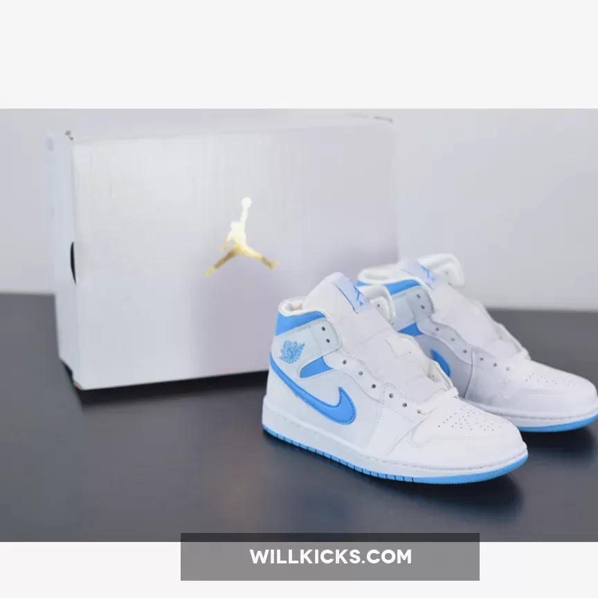 Air Jordan 1 Mid 'UNC' White Blue BQ6472-114 - white light blue jordan 1