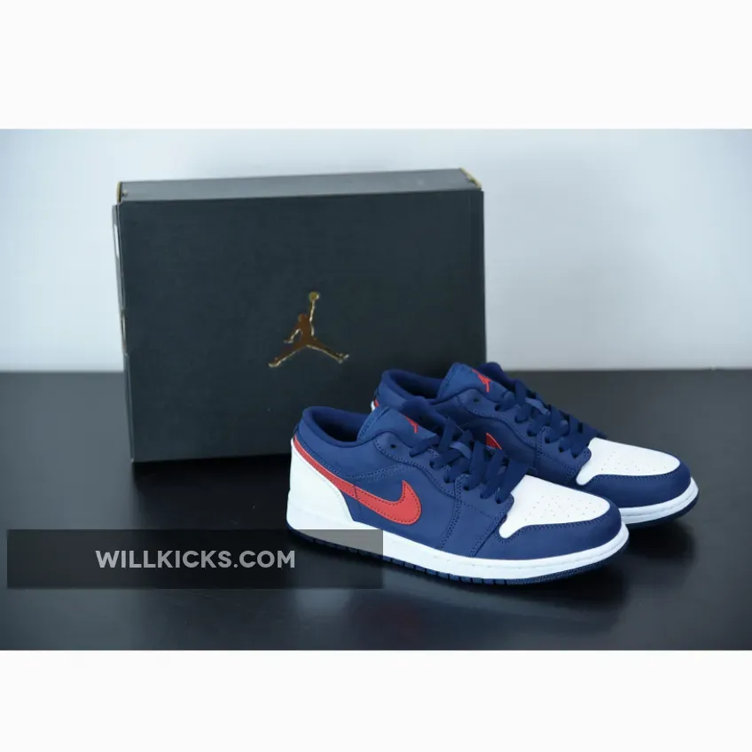 Air Jordan 1 Low 'USA' Navy Blue/White-Red CZ8454-400 - red blue air jordan 1