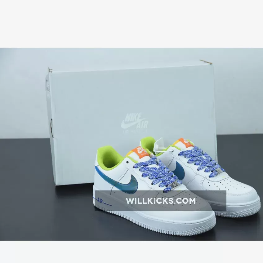 Nike Air Force 1 Low 'Iridescent Swoosh' White/Green-Blue / iridescent air force ones