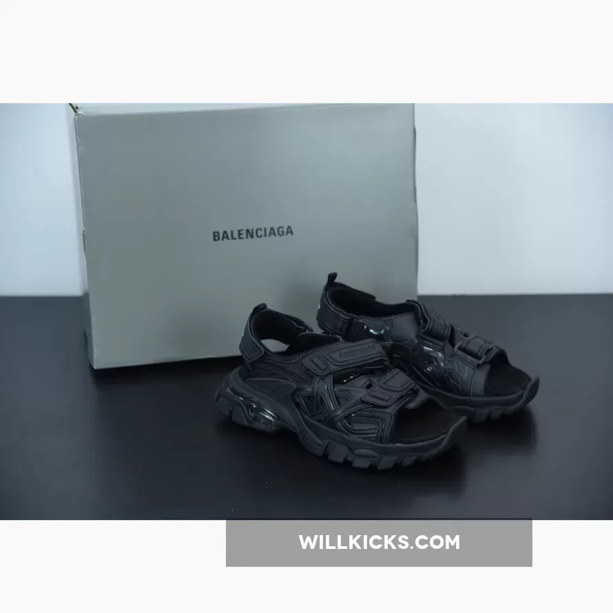 Balenciaga Track Sandals Triple Black For Sale