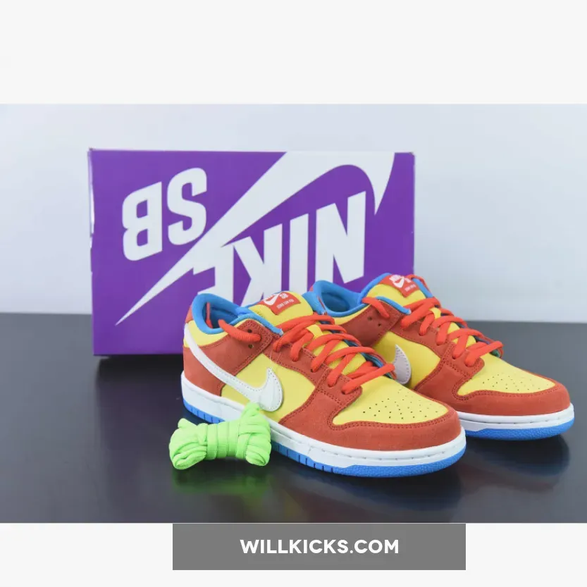 Nike SB Dunk Low 'Bart Simpson' Habanero Red/White-Blue Hero BQ6817-602 / bart simpsons dunks release date