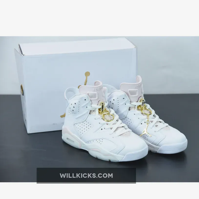 Air Jordan 6 'Gold Hoops' White/Metallic Gold/Barely Rose DH9696-100 - white gold jordan 6