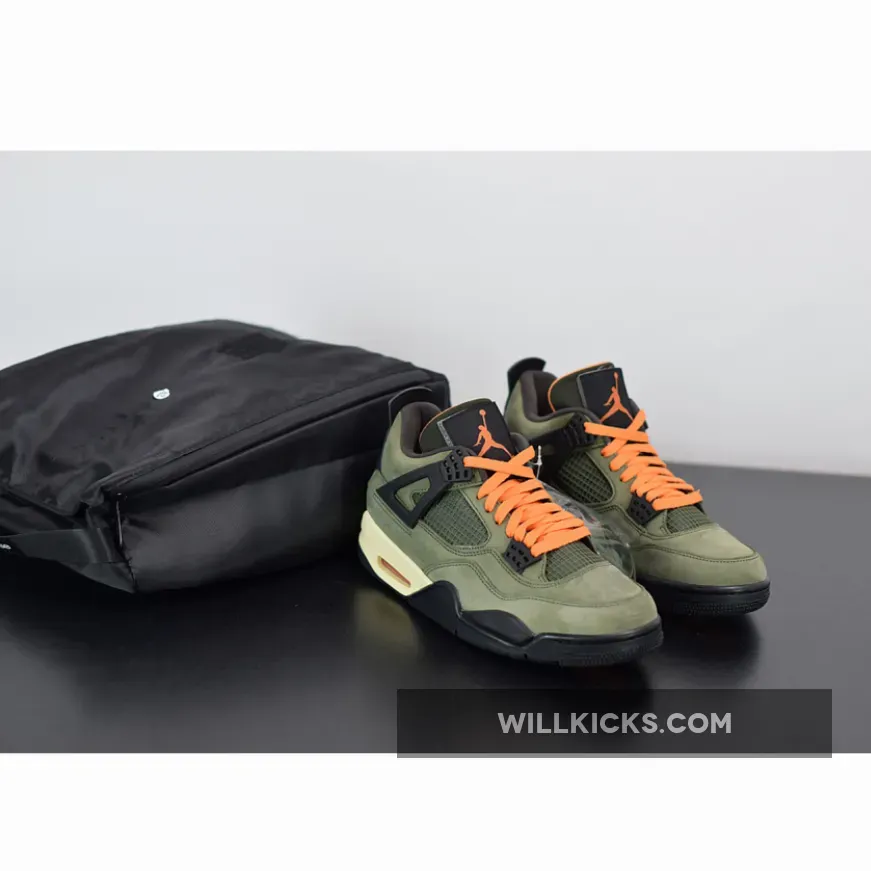 Undefeated x Air Jordan 4 Olive Black Orange - jordan 4 olive green