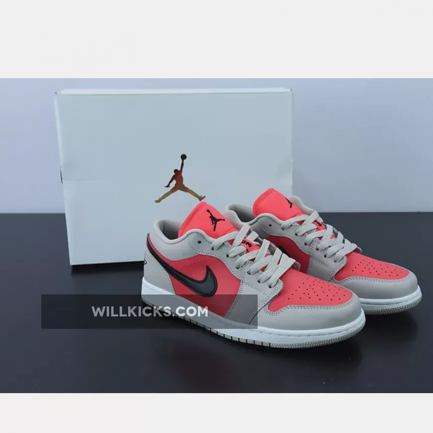 Air Jordan 1 Low Light Iron Ore/Black-Siren Red DC0774-060 / light iron ore black