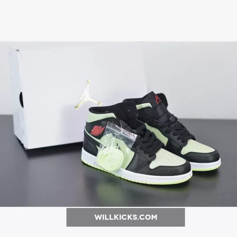Air Jordan 1 Mid SE Black/Chile Red-Barely Volt - jordan 1 mid se chile red