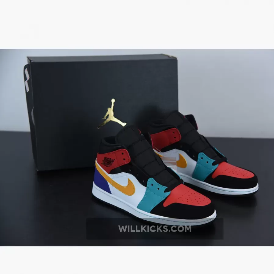 Air Jordan 1 Mid Bred Multi-Color 554724-125 #air jordan 1 mid multi color