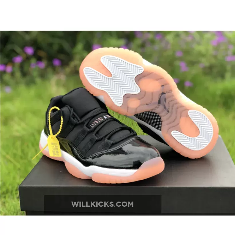 Air Jordan 11 Low GS Black/Bleached Coral-White 580521-013, jordan 11 bleached coral