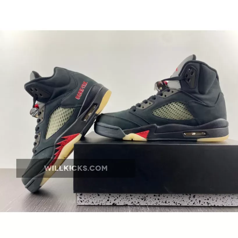 Air Jordan 5 Gore-Tex Off-Noir/Fire Red-Black-Muslin DR0092-001, jordan 5 muslin