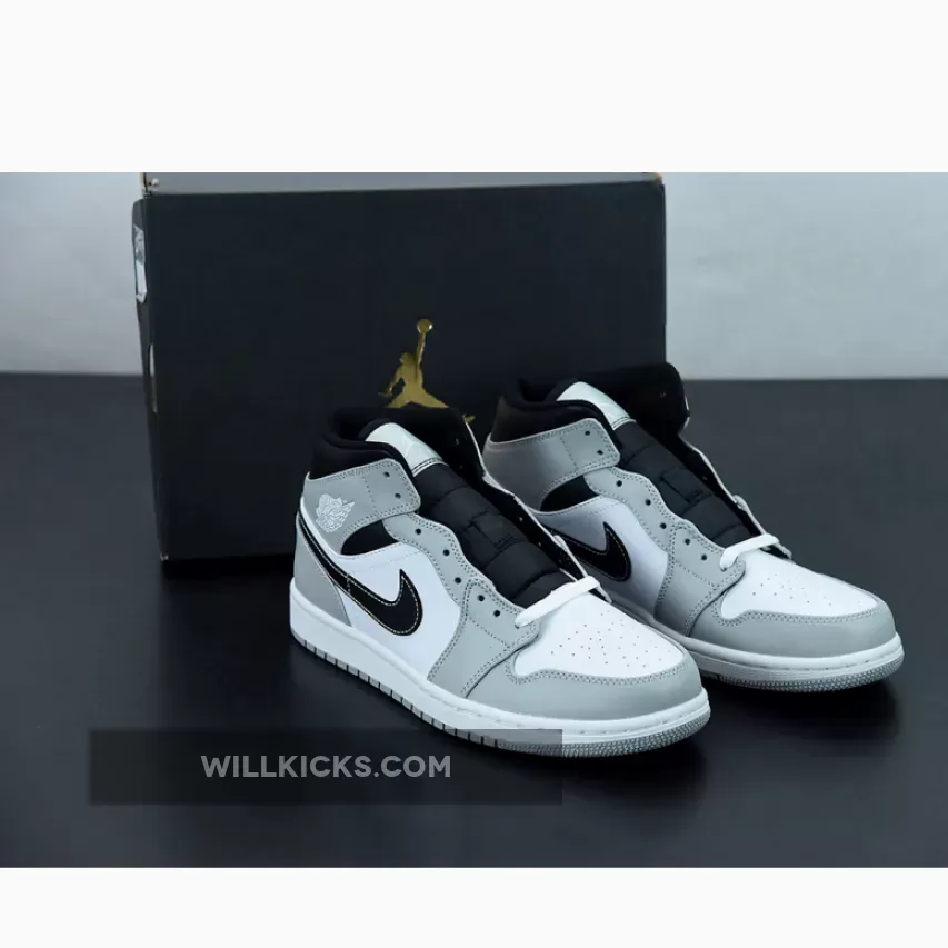 Air Jordan 1 Mid Light Smoke Grey/White 554724-078 - jordan 1 mid light smoke grey mens
