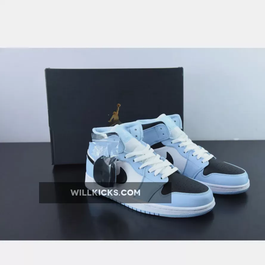 Air Jordan 1 Mid Ice Blue/Black-Sail-White 555112-401 / jordan 1 ice blue