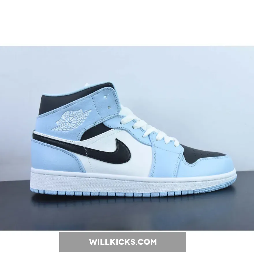 Air Jordan 1 Mid Ice Blue/Black-Sail-White 555112-401 / jordan 1 ice blue
